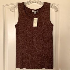 Coldwater Creek Sweater Shell Tank Top Brown W/ Metallic  Top Size S New TWT